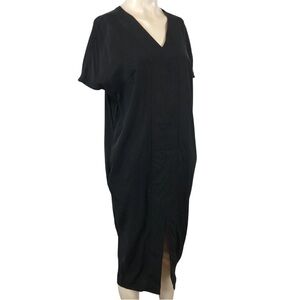 J. Crew black tencel short  sleeve midi dress XS Sz 2 4